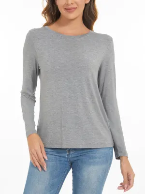 Womens Long Sleeve Tops Soft Bamboo Viscose Pajama Tops