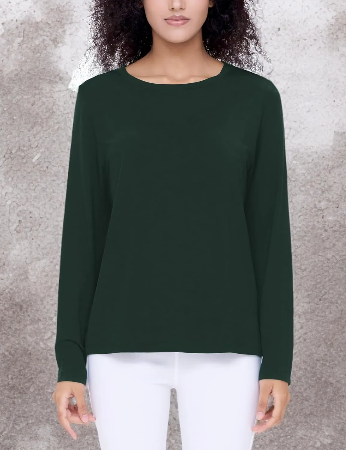 Womens Long Sleeve Tops Soft Bamboo Viscose Pajama Tops