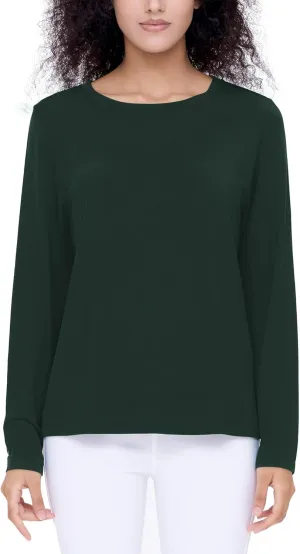 Womens Long Sleeve Tops Soft Bamboo Viscose Pajama Tops