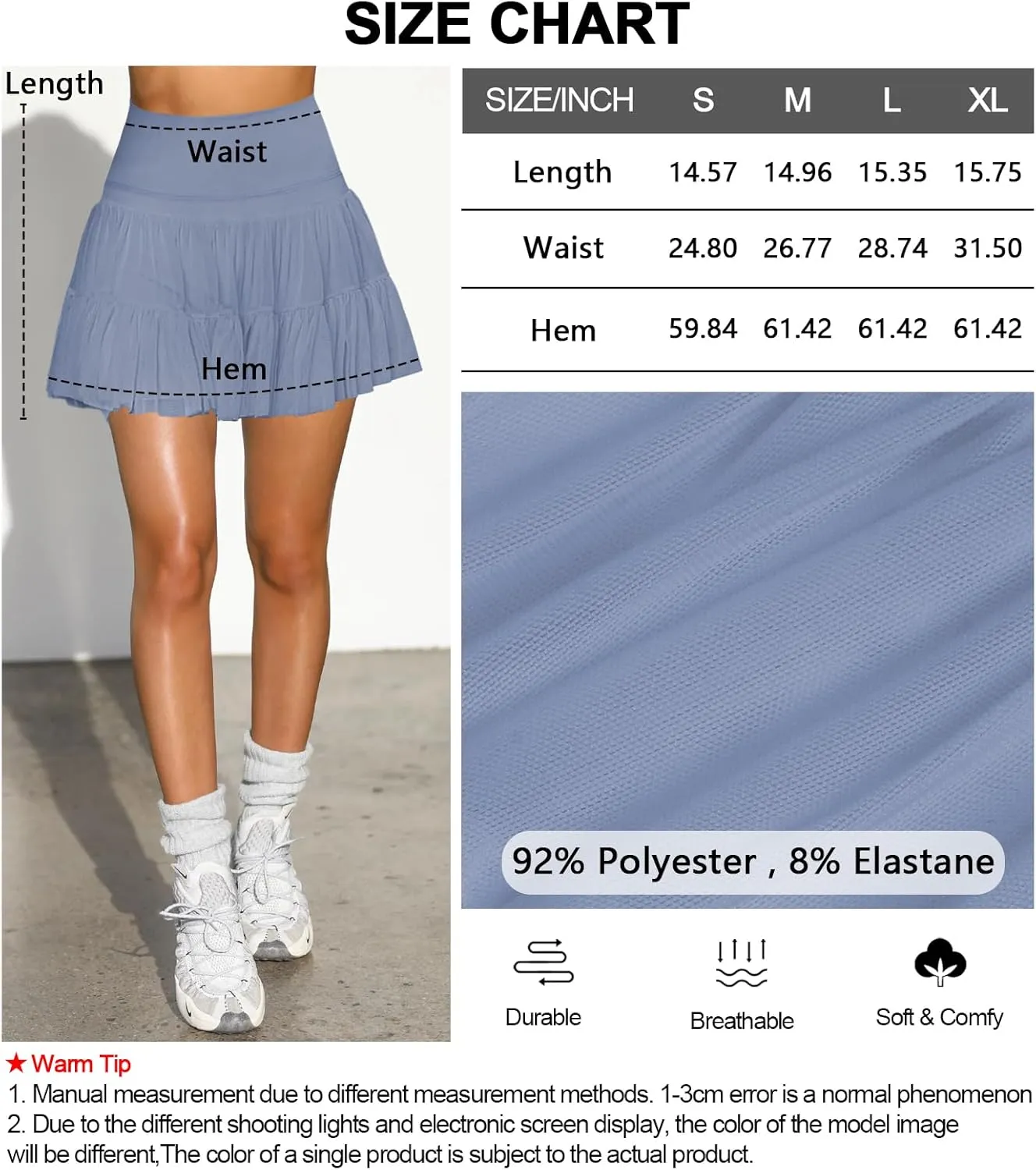 Women's Mini Skirt Skort Flowy Pleated High Waisted Ruffle Tennis Skirts for Women Athletic Skater Golf with Shorts Pockets