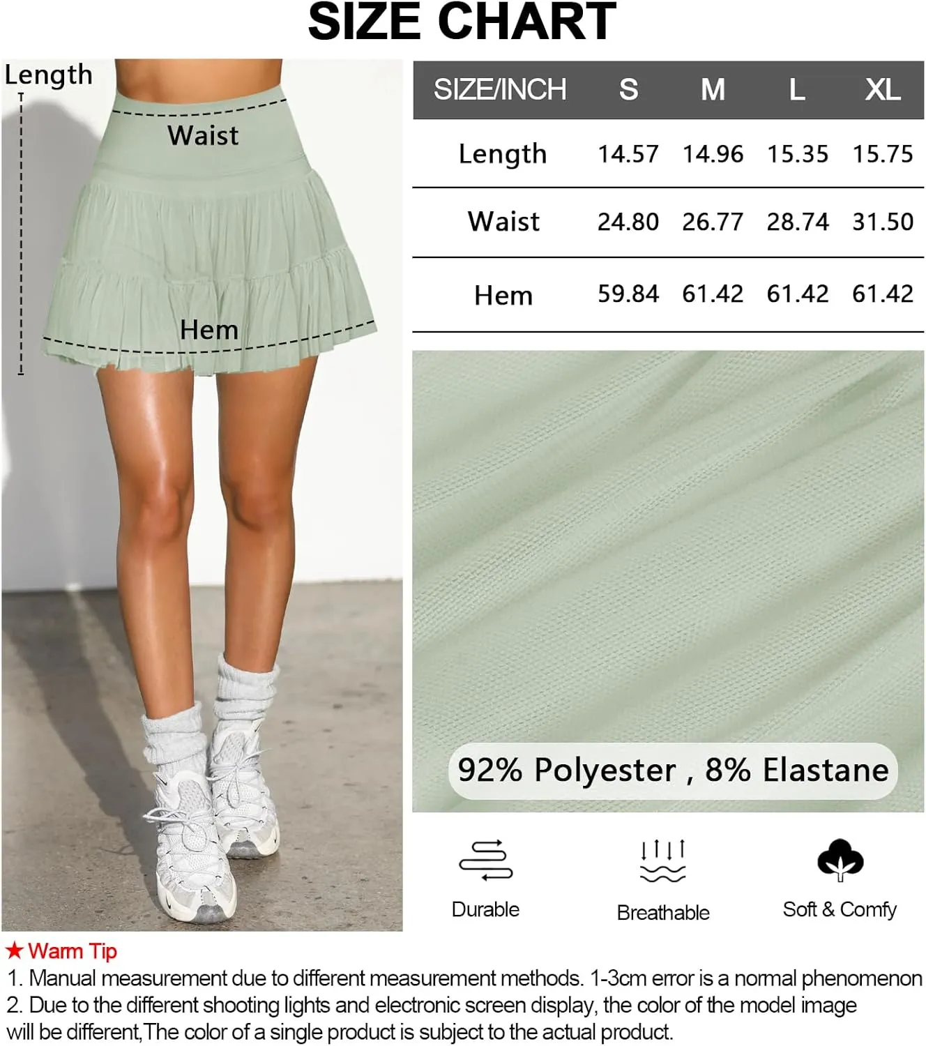 Women's Mini Skirt Skort Flowy Pleated High Waisted Ruffle Tennis Skirts for Women Athletic Skater Golf with Shorts Pockets