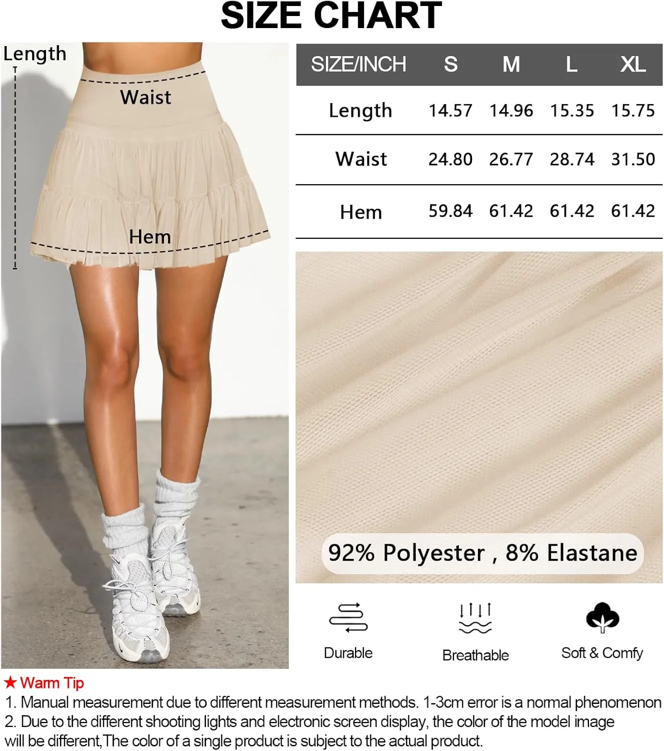 Women's Mini Skirt Skort Flowy Pleated High Waisted Ruffle Tennis Skirts for Women Athletic Skater Golf with Shorts Pockets