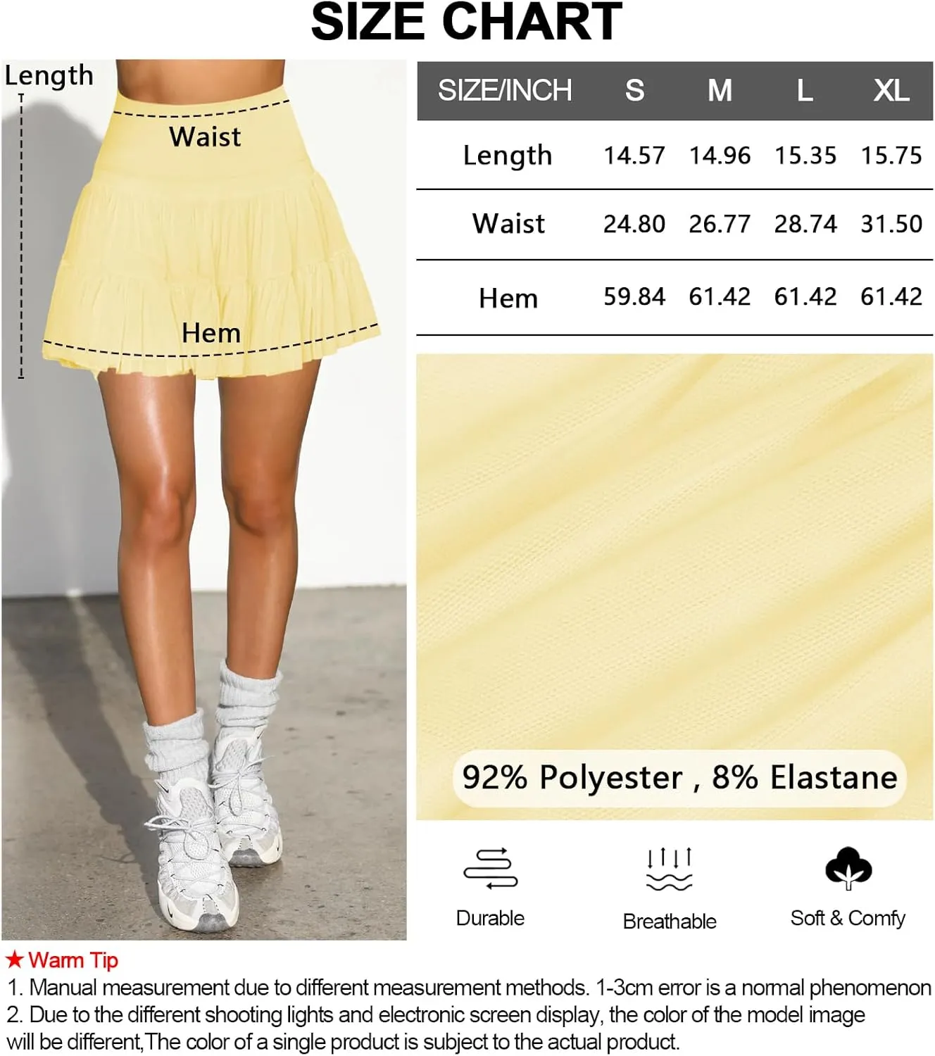 Women's Mini Skirt Skort Flowy Pleated High Waisted Ruffle Tennis Skirts for Women Athletic Skater Golf with Shorts Pockets