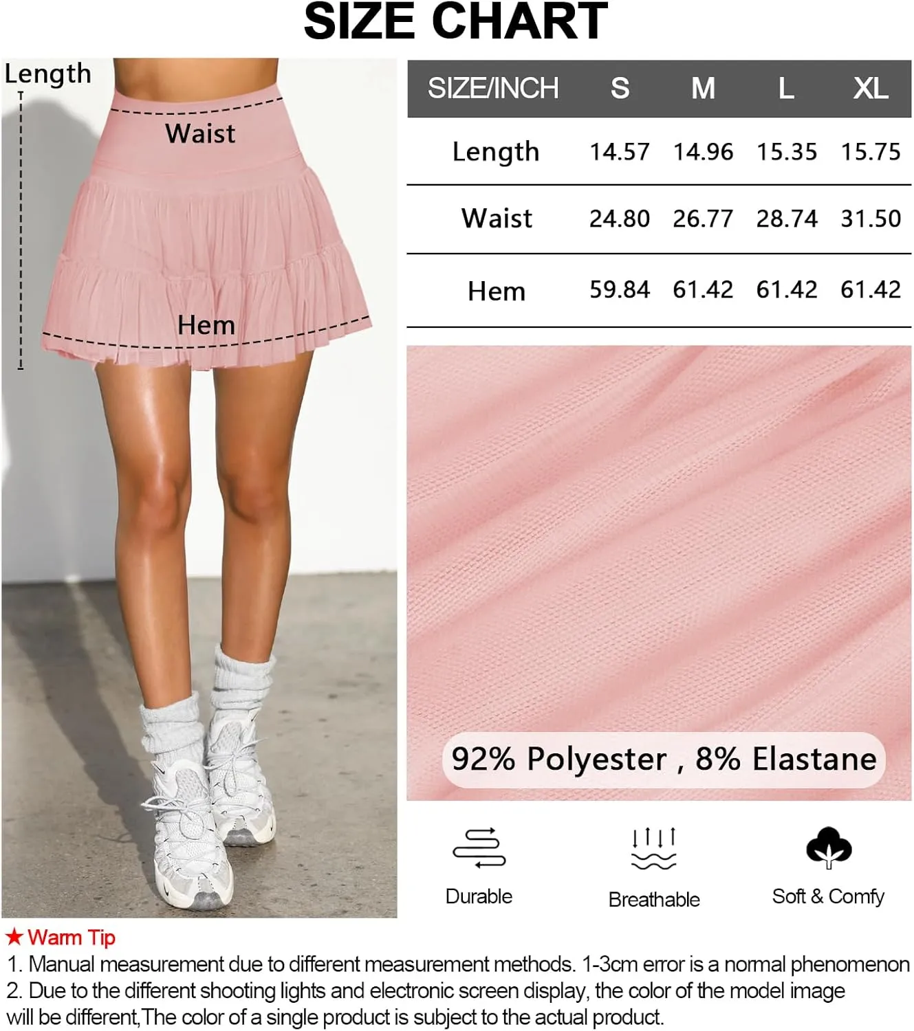 Women's Mini Skirt Skort Flowy Pleated High Waisted Ruffle Tennis Skirts for Women Athletic Skater Golf with Shorts Pockets