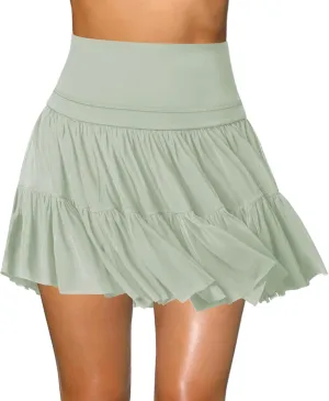 Women's Mini Skirt Skort Flowy Pleated High Waisted Ruffle Tennis Skirts for Women Athletic Skater Golf with Shorts Pockets