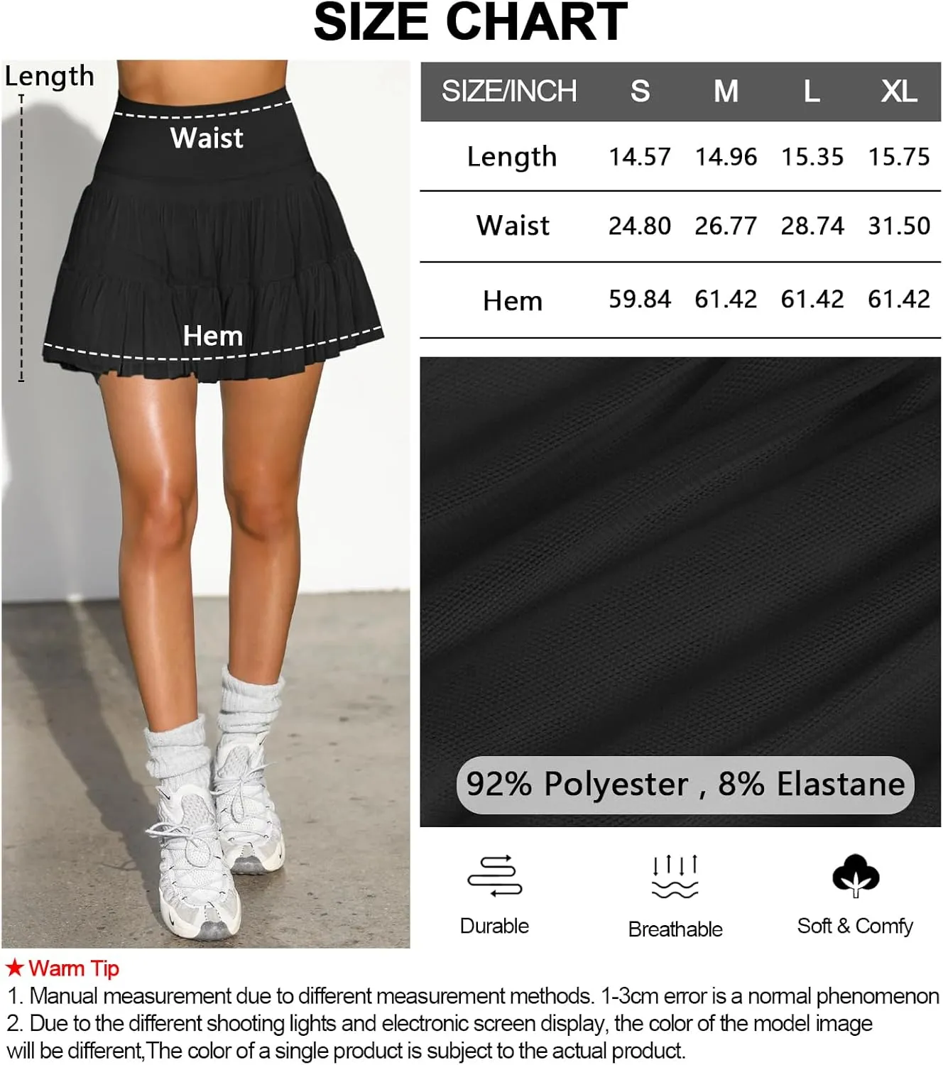 Women's Mini Skirt Skort Flowy Pleated High Waisted Ruffle Tennis Skirts for Women Athletic Skater Golf with Shorts Pockets