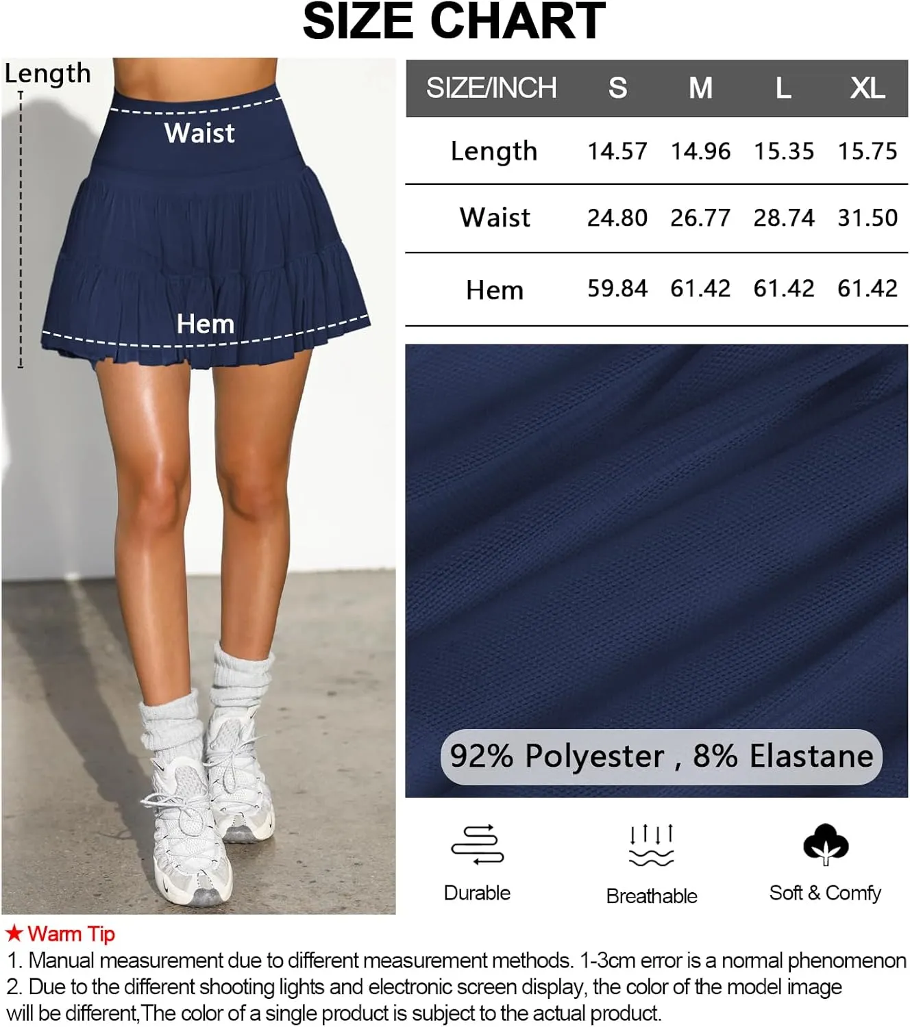 Women's Mini Skirt Skort Flowy Pleated High Waisted Ruffle Tennis Skirts for Women Athletic Skater Golf with Shorts Pockets