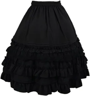 Women's Pettiskirt 3-Layered Tutu Chiffon Petticoat Pleated Midi Lolita Skirt