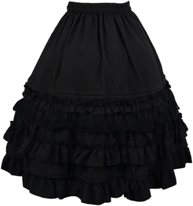 Women's Pettiskirt 3-Layered Tutu Chiffon Petticoat Pleated Midi Lolita Skirt