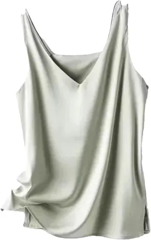 Women's Sexy Strap Crop Tops for Women Trendy V Neck Basic Camisole Summer Sleeveless Satin Silk Tank Tops