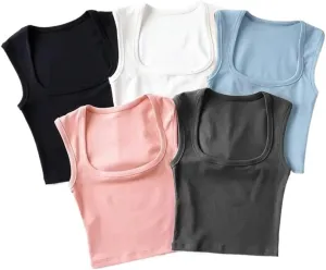 Womens Sleeveless Camisole Tank Tops Blouse Scoopneck Solid Color Slimming Fit Tank Tops
