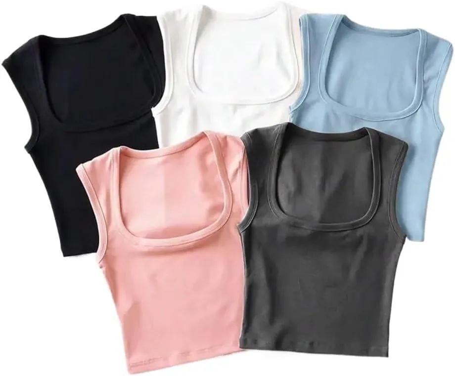 Womens Sleeveless Camisole Tank Tops Blouse Scoopneck Solid Color Slimming Fit Tank Tops