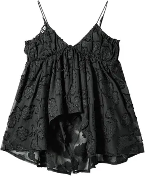 Womens Solid Color V-Neck Camisole Summer Sleevless Lace-Up Irregular Short Slim Suspender Tops