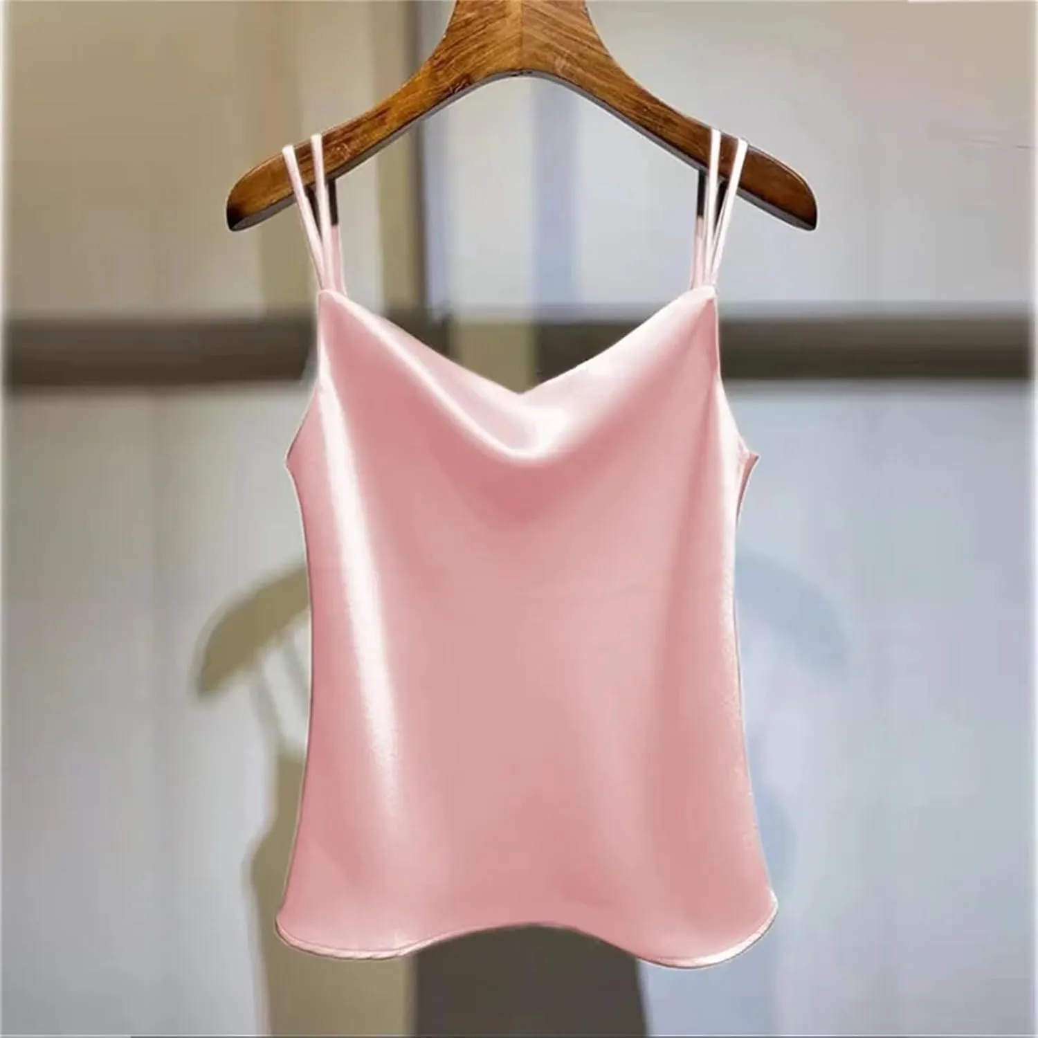 Women's Tank Tops Silk Satin Sleeveless Top Casual V Neck Camisole