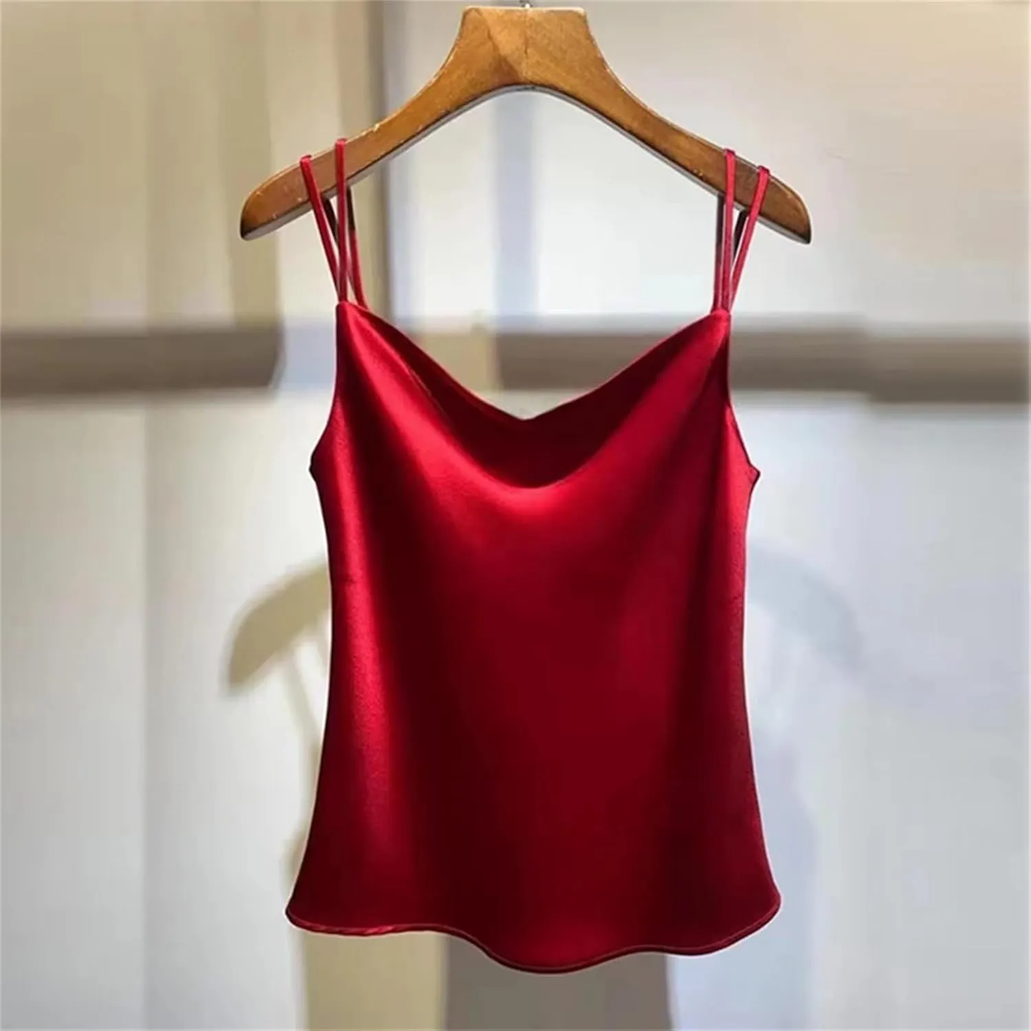 Women's Tank Tops Silk Satin Sleeveless Top Casual V Neck Camisole