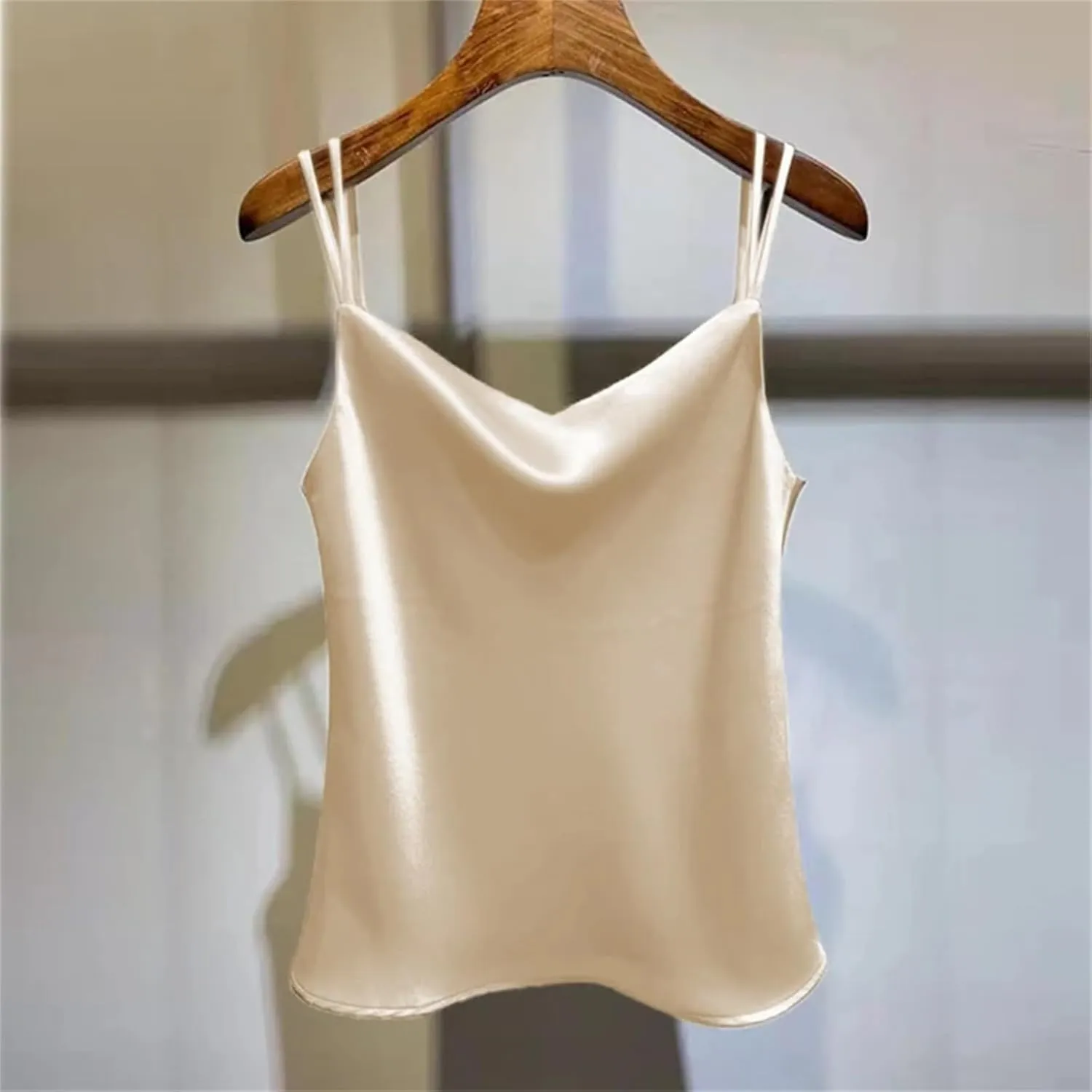 Women's Tank Tops Silk Satin Sleeveless Top Casual V Neck Camisole
