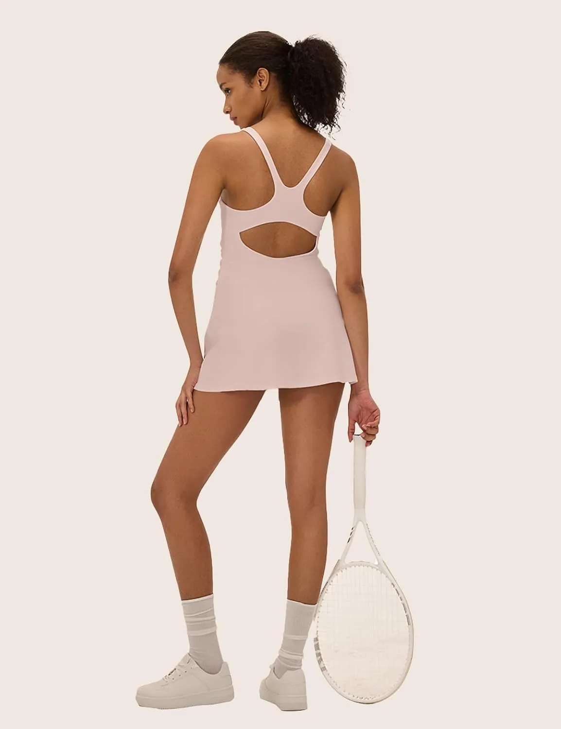 Womens Tennis Dress with Built in Shorts Square Neck Racerback Athletic Dress Workout Golf