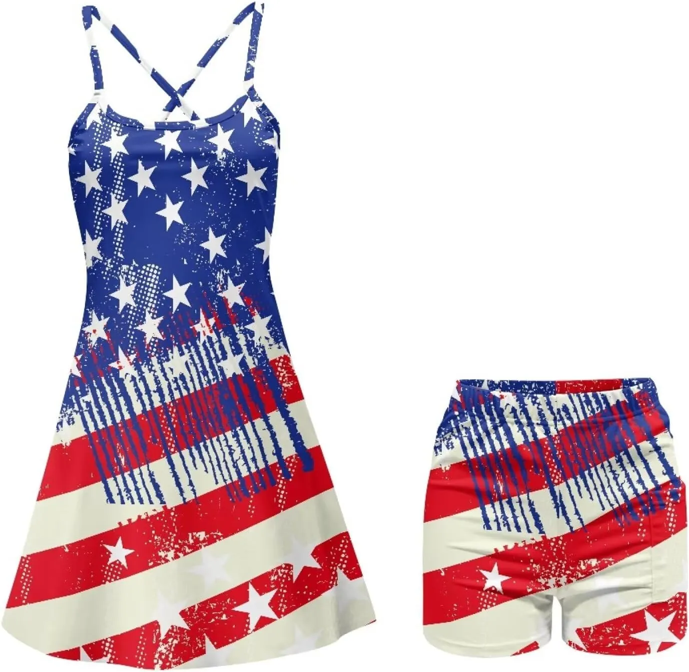 Women's Tennis Dress with Built-in Shorts Workout Backless Golf Activewear Exercise Dresses with Pockets