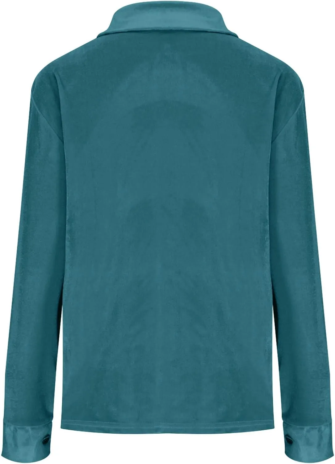 Women's Velvet Button Dwon Shirts Solid Color Lapel Long Sleeved Gold Velvet Shirt Tops Velour T Shirt