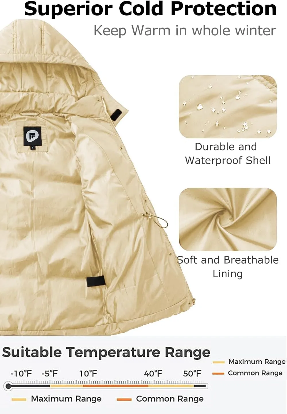 Women's Winter Warm Puffer Coat Cropped Slim Fit Down Jacket with Removable Hood Long Sleeve Lightweight Coats