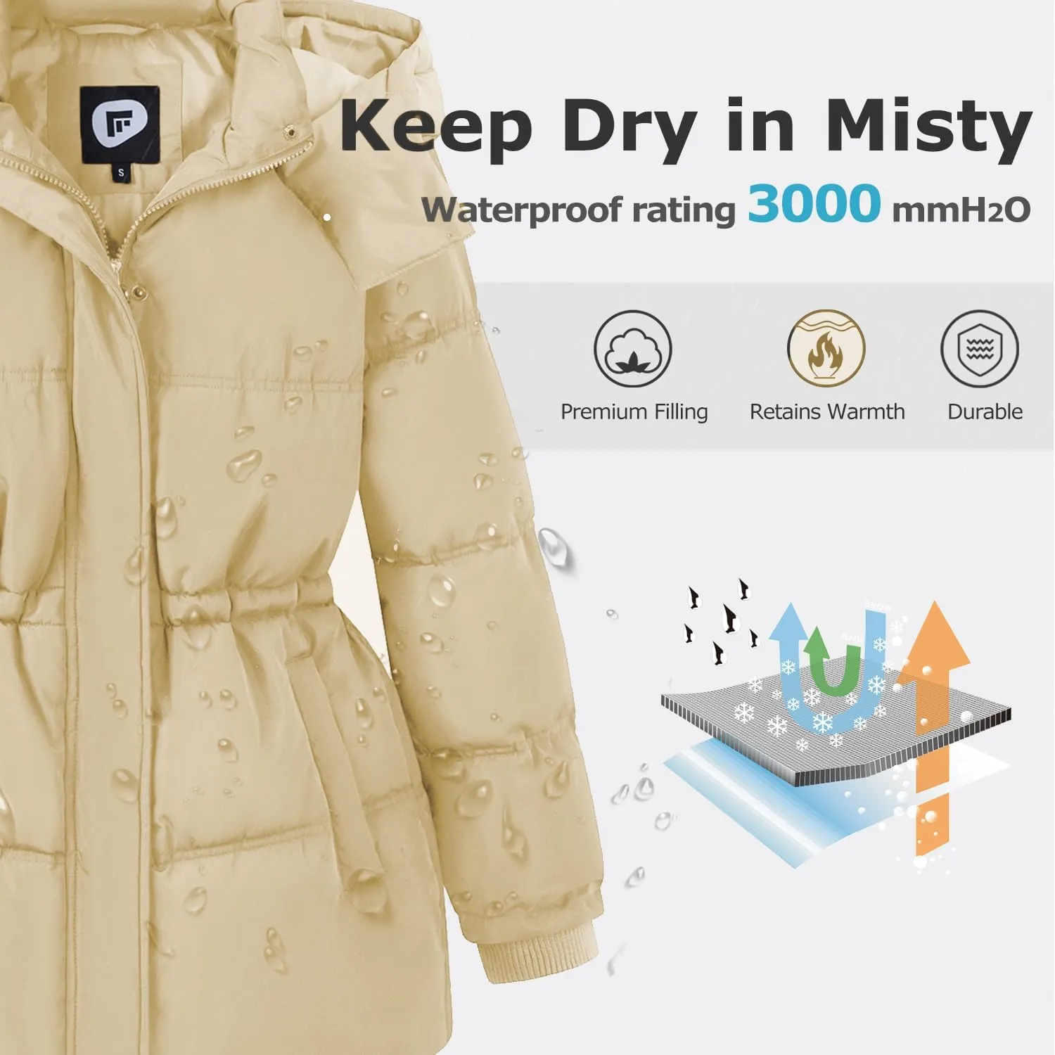Women's Winter Warm Puffer Coat Cropped Slim Fit Down Jacket with Removable Hood Long Sleeve Lightweight Coats