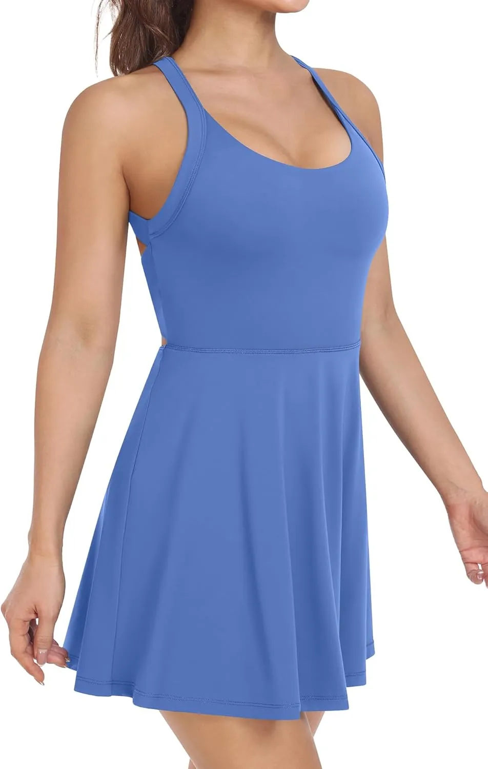 Womens Workout Tennis Dress with Built in Shorts and Bra Athletic Golf Activewear for Exercise