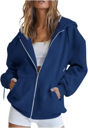 Womens Zip Up Hoodies 2025 Fall Winter Fashion Long Sleeve Hooded Sweatshirts Long Sleeve Casual Lightweight Y2k Jacket
