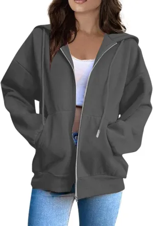Womens Zip Up Hoodies Light Weight Jackets Womens Long Sleeve Oversized Zip Up Hoodie for Women 2024 Fall Clothes