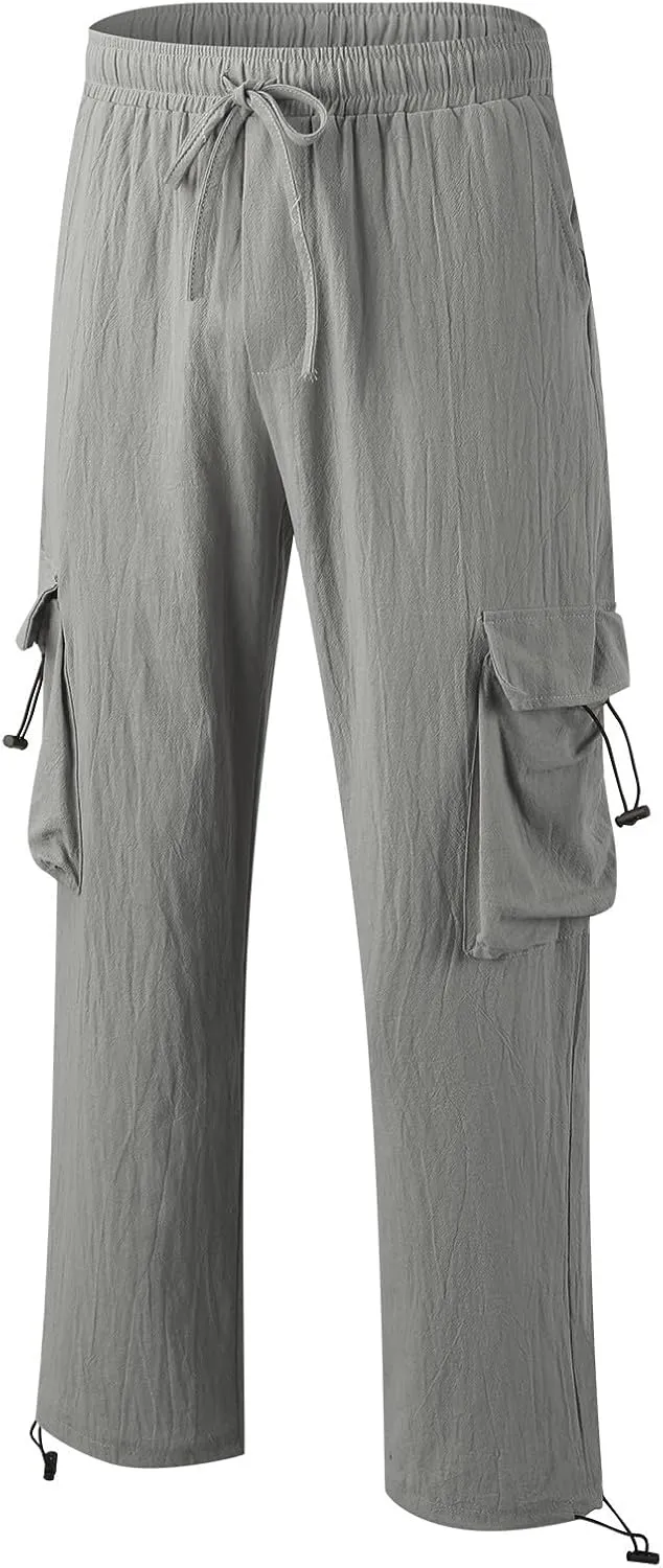Work Pants for Men Slim Fit Mens Casual Workout Pants Relaxed Fit Comfy Lightweight Drawstring Chino Cargo Pants