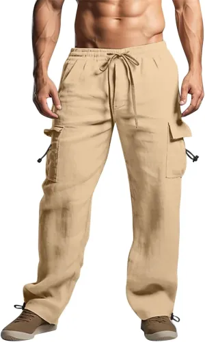 Work Pants for Men Slim Fit Mens Casual Workout Pants Relaxed Fit Comfy Lightweight Drawstring Chino Cargo Pants