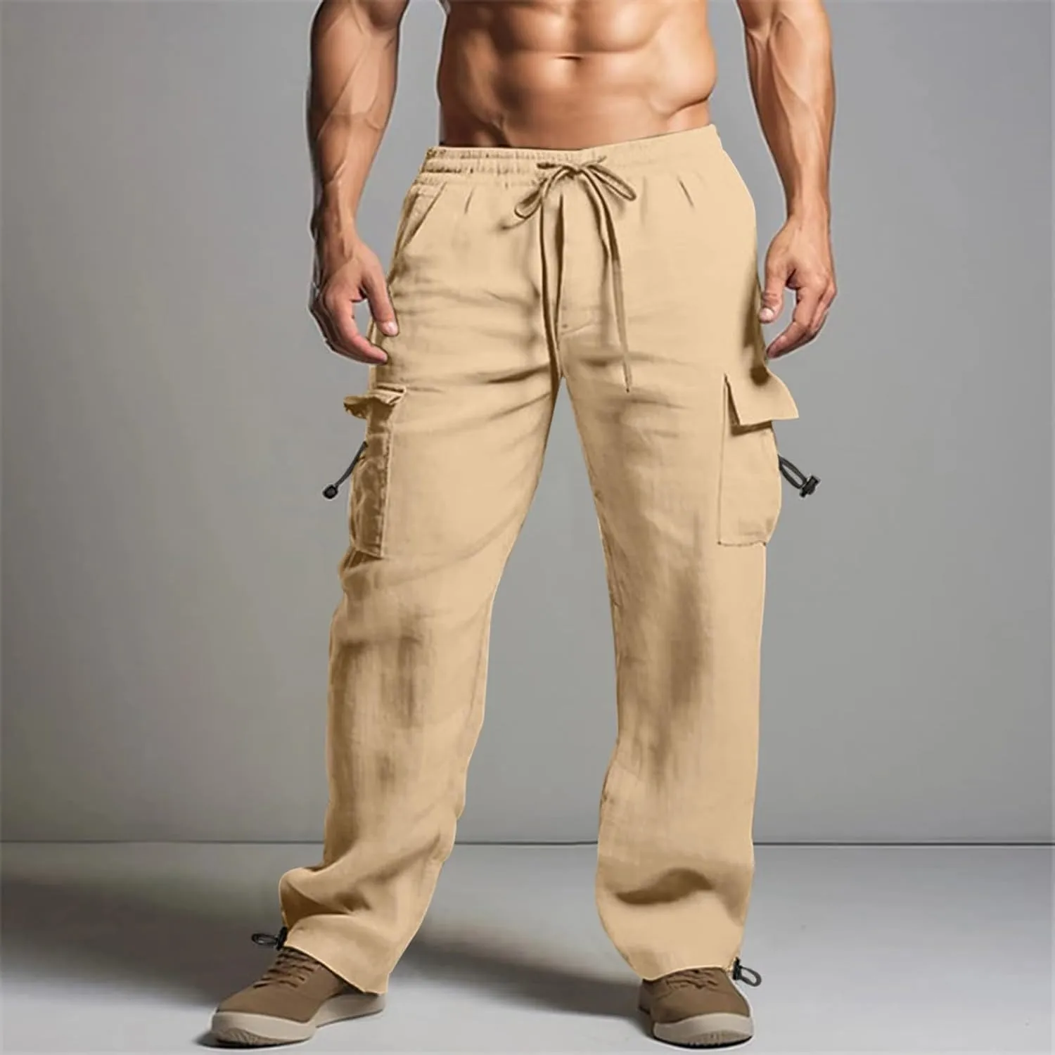 Work Pants for Men Slim Fit Mens Casual Workout Pants Relaxed Fit Comfy Lightweight Drawstring Chino Cargo Pants