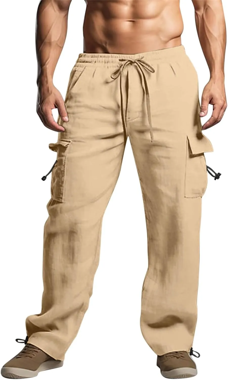 Work Pants for Men Slim Fit Mens Casual Workout Pants Relaxed Fit Comfy Lightweight Drawstring Chino Cargo Pants