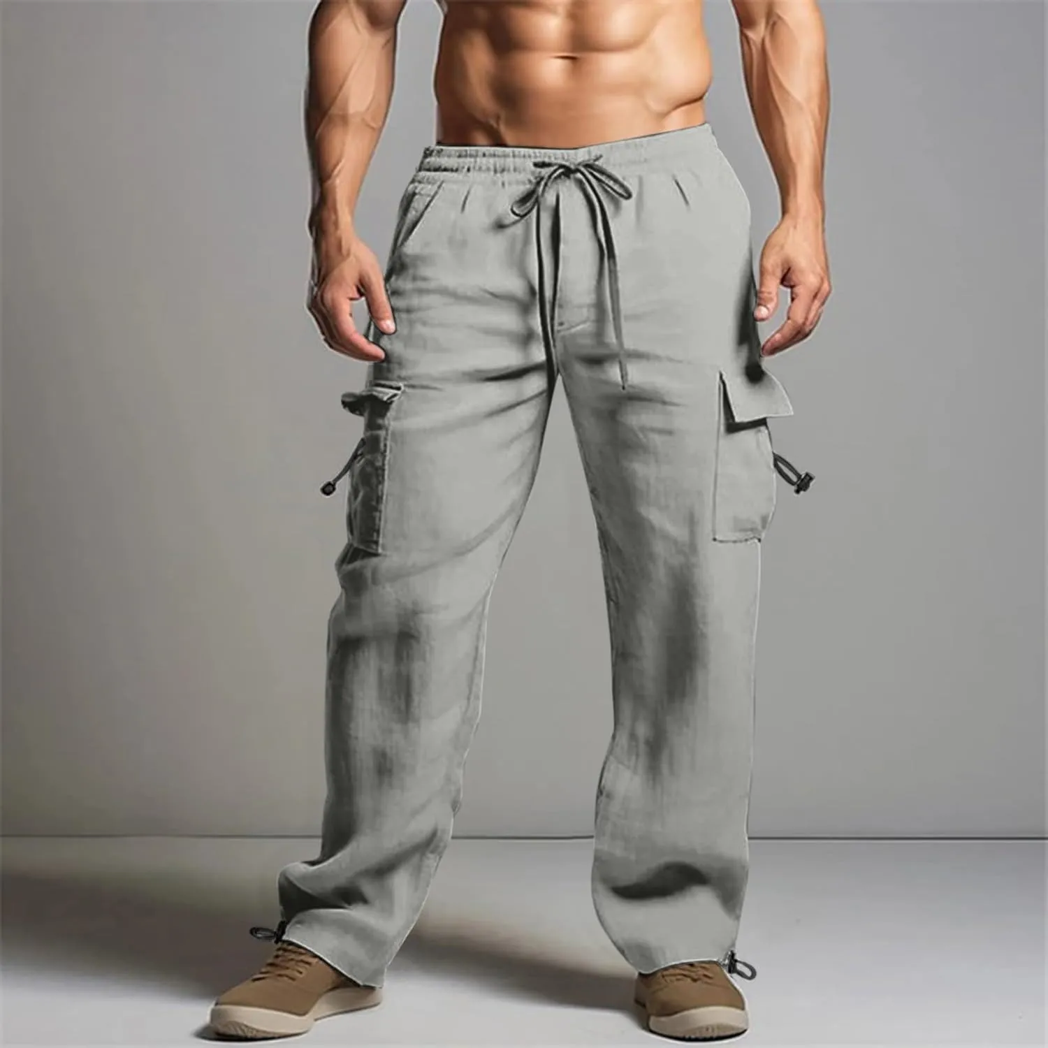 Work Pants for Men Slim Fit Mens Casual Workout Pants Relaxed Fit Comfy Lightweight Drawstring Chino Cargo Pants