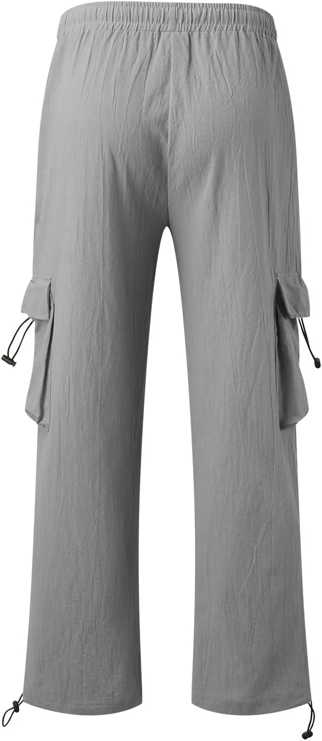 Work Pants for Men Slim Fit Mens Casual Workout Pants Relaxed Fit Comfy Lightweight Drawstring Chino Cargo Pants