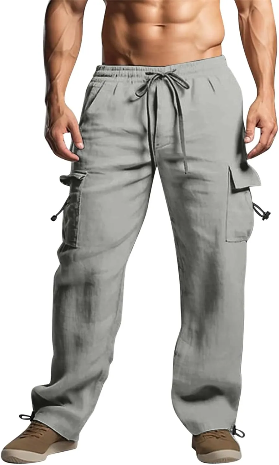 Work Pants for Men Slim Fit Mens Casual Workout Pants Relaxed Fit Comfy Lightweight Drawstring Chino Cargo Pants