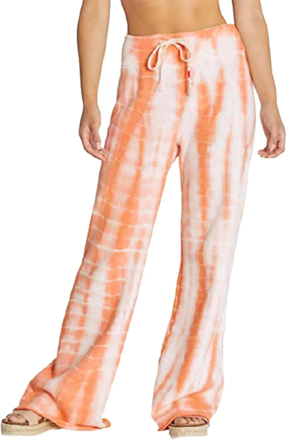 YOLAI Women's Casual Tie-dye Printed Pants High Waist Drawstring Straight Leg Pant Lightweight Trousers with Pockets